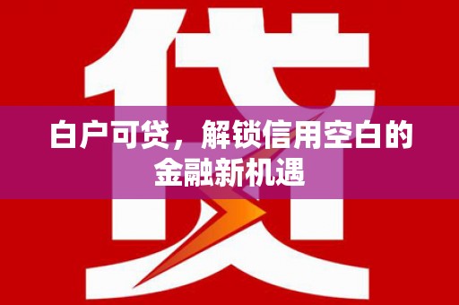 恩平白户可贷，解锁信用空白的金融新机遇