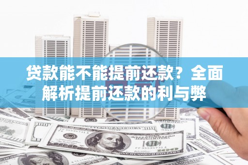 恩平贷款能不能提前还款？全面解析提前还款的利与弊