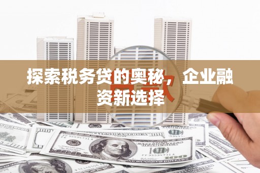 恩平探索税务贷的奥秘，企业融资新选择